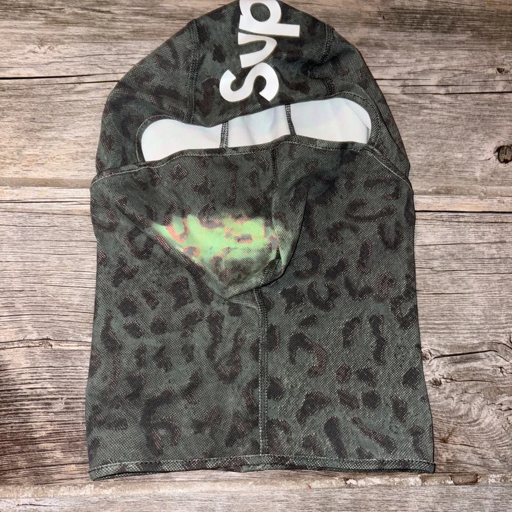 Supreme Leopard Print Balaclava in Green and Black